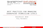 #SPSSAN June 30, 2012 San Diego Convention Center BEST PRACTICES FOR MANAGING SHAREPOINT PERMISSION LEVELS SharePoint 2010 Tony Rockwell.
