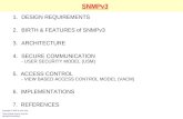 SNMPv3 1.DESIGN REQUIREMENTS 2.BIRTH & FEATURES of SNMPv3 3.ARCHITECTURE 4.SECURE COMMUNICATION - USER SECURITY MODEL (USM) 5. ACCESS CONTROL - VIEW BASED.
