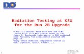 Tim Bolton, KSU Run 2B L0/L1 PRR Aug 7, 2003 1 Radiation Testing at KSU for the Run 2B Upgrade  L0/L1/L2 sensors from both HPK and ELMA tested with 7-14.