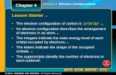 Section 3 Electron Configurations Lesson Starter The electron configuration of carbon is 1s 2 2s 2 2p 2. An electron configuration describes the arrangement.