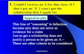Logical Fallacies1 This line of "reasoning" is fallacious because pity does not serve as evidence for a claim Just to get a scholarship does not justify.