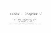Trees – Chapter 9 Slides courtesy of Dr. Michael P. Frank University of Florida Dept. of Computer & Information Science & Engineering.