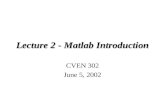Lecture 2 - Matlab Introduction CVEN 302 June 5, 2002.