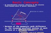 Basic Concepts An interferometer measures coherence in the electric field between pairs of points (baselines). Direction to source Because of the geometric.