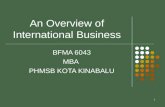1 An Overview of International Business BFMA 6043 MBA PHMSB KOTA KINABALU