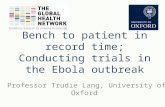 Bench to patient in record time; Conducting trials in the Ebola outbreak Professor Trudie Lang, University of Oxford.