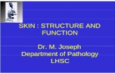 SKIN : STRUCTURE AND FUNCTION Dr. M. Joseph Department of Pathology LHSC.