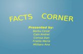 FACTS Presented by : Barbu Cezar Cain Andrei Comsa Dan Fratila Maria Militaru Ana CORNER.