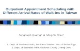 Outpatient Appointment Scheduling with Different Arrival Rates of Walk-ins in Taiwan Fenghueih Huarng 1 & Ming-Te Chen 2 1. Dept. of Business Adm, Southern.