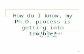 1 How do I know, my Ph.D. process is getting into trouble? by Attila Ondi April 16, 2002.