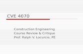 CVE 4070 Construction Engineering Course Review & Critique Prof. Ralph V. Locurcio, PE.