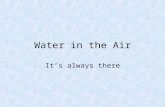 Water in the Air It’s always there. Water is ALWAYS in the Air! It can be in the air as a solid, a liquid or a gas. Solid- Ice Liquid- Water Gas- Water.