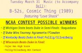 Tuesday March 31 Music (to Accompany Bell): B-52s, Cosmic Thing (1989) featuring “Love Shack” NCAA CONTEST POSSIBLE WINNERS If Michigan State beats Duke.