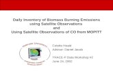 Daily Inventory of Biomass Burning Emissions using Satellite Observations and Using Satellite Observations of CO from MOPITT Colette Heald Advisor: Daniel.