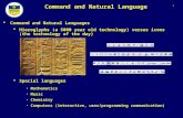 1 Command and Natural Language  Command and Natural Languages  Hieroglyphs (a 5000 year old technology) versus icons (the technology of the day)  Special.