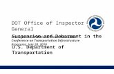 Suspension and Debarment in the U.S. Department of Transportation DOT Office of Inspector General Presentation at National Fraud Awareness Conference on.