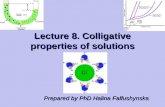 Prepared by PhD Halina Falfushynska Lecture 8. Colligative properties of solutions.