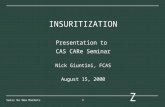1 Z Swiss Re New Markets INSURITIZATION Presentation to CAS CARe Seminar Nick Giuntini, FCAS August 15, 2000.
