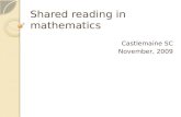 Shared reading in mathematics Castlemaine SC November, 2009.