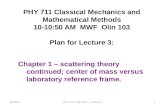 9/3/2012PHY 711 Fall 2012 -- Lecture 31 PHY 711 Classical Mechanics and Mathematical Methods 10-10:50 AM MWF Olin 103 Plan for Lecture 3: Chapter 1 – scattering.