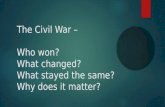 The Civil War – Who won? What changed? What stayed the same? Why does it matter?