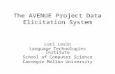 The AVENUE Project Data Elicitation System Lori Levin Language Technologies Institute School of Computer Science Carnegie Mellon University.