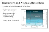 Ionosphere and Neutral Atmosphere Temperature and density structure Hydrogen escape Thermospheric variations and satellite drag Mean wind structure.