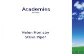 1 Academies (Mainly!) Helen Hornsby Steve Piper. 2 Objectives – What are academies What are academies Free Schools Free Schools Trusts Trusts.