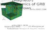 A. MacFadyen & W. Zhang (NYU), Alexandria (Magneto-) Hydrodynamics of GRB Outflows 2D Afterglow Jet Relativistic MHD Turbulence arXiv:0902.2396 arXiv:0811.3638.
