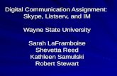 Digital Communication Assignment: Skype, Listserv, and IM Wayne State University Sarah LaFramboise Shevetta Reed Kathleen Samulski Robert Stewart.