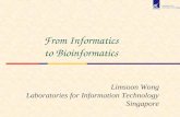Limsoon Wong Laboratories for Information Technology Singapore From Informatics to Bioinformatics.