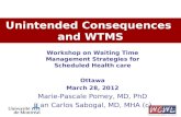 Unintended Consequences and WTMS Workshop on Waiting Time Management Strategies for Scheduled Health care Ottawa March 28, 2012 Marie-Pascale Pomey, MD,