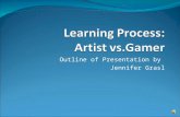 Outline of Presentation by Jennifer Grasl Outline: Slide 1: Learning Process: Artist Slide 2: Learning Process: Gamer Slide 3: Right and Left Hemisphere.
