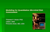 Modeling for Quantitative Microbial Risk Assessment Thomas P. Oscar, PhD USDA, ARS Princess Anne, MD, USA.