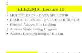 ELE22MIC Lecture 10 MULTIPLEXOR - DATA SELECTOR DEMULTIPLEXOR - DATA DISTRIBUTOR External Address Bus Latching Address Strobe timing Diagram Address Decoding.