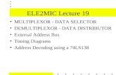 ELE2MIC Lecture 19 MULTIPLEXOR - DATA SELECTOR DEMULTIPLEXOR - DATA DISTRIBUTOR External Address Bus Timing Diagrams Address Decoding using a 74LS138.