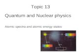 Topic 13 Quantum and Nuclear physics Atomic spectra and atomic energy states.