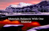 Materials Balances With One Material. Materials Balances with One Material A materials balance is based on the principle of conservation of mass, that.