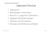 MBA782.Aggr.PlngCAJ9.12.1 Aggregation Relationship to Other Plans Reactive vs. Aggressive Alternatives Aggregate Planning Strategies Planning with Spreadsheets.