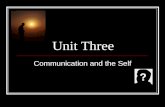 Unit Three Communication and the Self. How do we define ourselves? Moods Appearance Social Traits Social Roles Beliefs (Religious, Political) Talents.