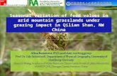 Seasonal variation of feed values in arid mountain grasslands under grazing impact in Qilian Shan, NW China.