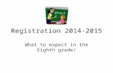Registration 2014-2015 What to expect in the Eighth grade!
