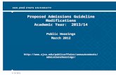 3/19/2012 Proposed Admissions Guideline Modifications Academic Year: 2013/14 Public Hearings March 2012