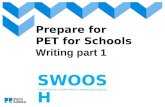 Prepare for PET for Schools Writing part 1 SWOOSH CIDÁLIA SOUSA | CLÁUDIA ABREU | VANESSA REIS ESTEVES.