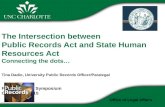 The Intersection between Public Records Act and State Human Resources Act Connecting the dots… Tina Dadio, University Public Records Officer/Paralegal.