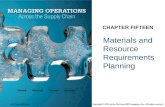 Materials and Resource Requirements Planning CHAPTER FIFTEEN McGraw-Hill/Irwin Copyright © 2011 by the McGraw-Hill Companies, Inc. All rights reserved.