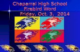 Chaparral High School Firebird Word Friday, Oct. 3, 2014.