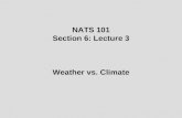NATS 101 Section 6: Lecture 3 Weather vs. Climate.