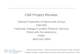 May-Oct 2003 Review – Optical Properties of Nanoscale Arrays, CMI-001; Fabricate Voltage-Tunable Photonic Devices Filled With Ferroelectrics, P/097 CMI.