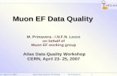 Cern -April 24, 2007Atlas Data Quality Workshop M. Primavera1 Muon EF Data Quality Muon EF Data Quality M. Primavera - I.N.F.N. Lecce on behalf of Muon.